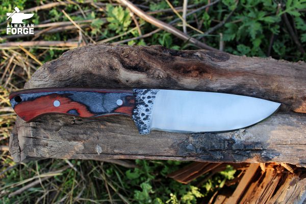 Custom Handmade Stainless Steel Blade With Color Wood Handle By Almazan Forge