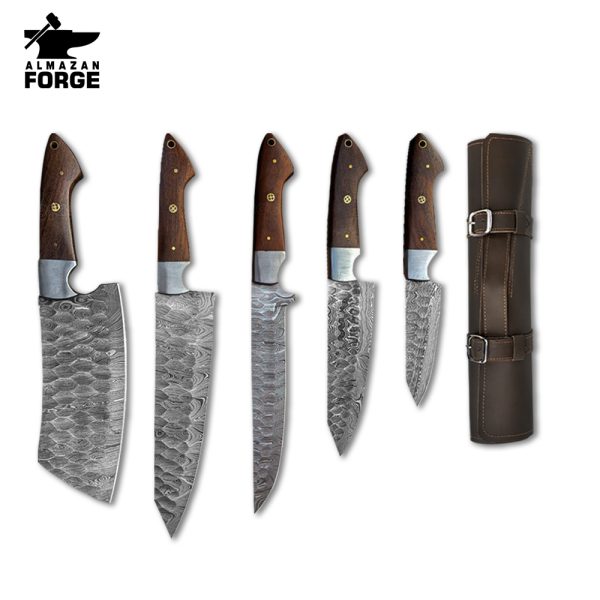 5-Piece Handmade Damascus Steel Chef Knife Set